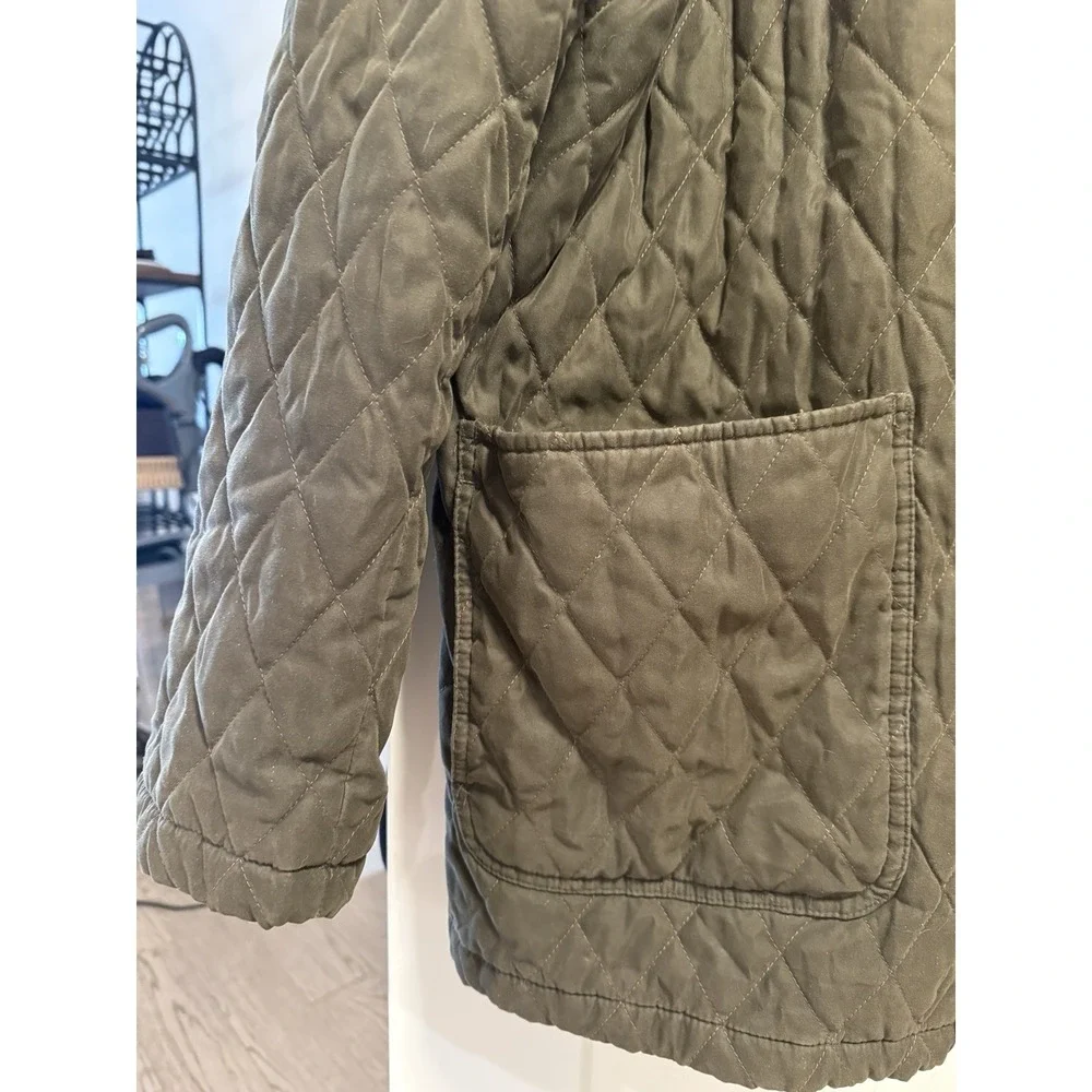 Grant Thomas Quilted Barn Jacket Mens Large Corduroy Collar Heritage Olive Green